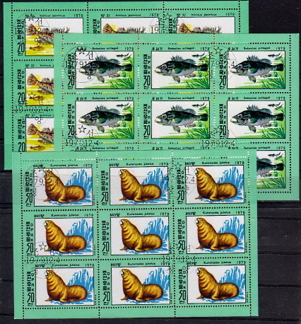 Briefmarken Korea-Nord 1937-39 o 9x Bögen