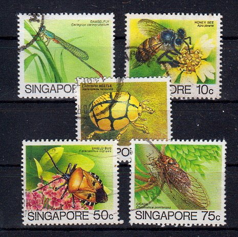 Briefmarken Singapur 463-64 + 68-70 II o