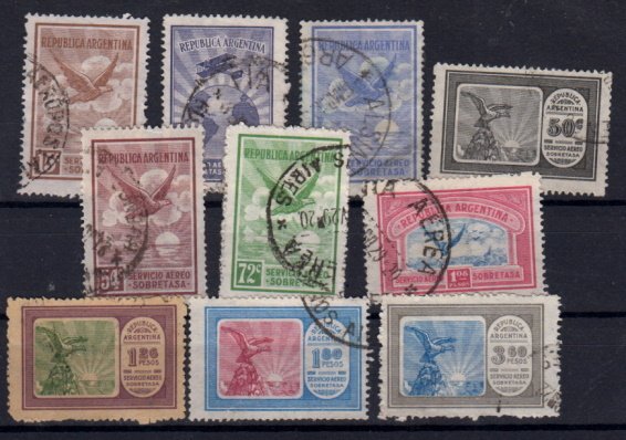 Briefmarken Argentinien 315-17 + 23-25 + 28-31 o