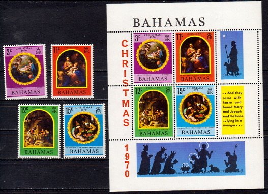 Briefmarken Bahamas 314-17 ** + Block 3 **