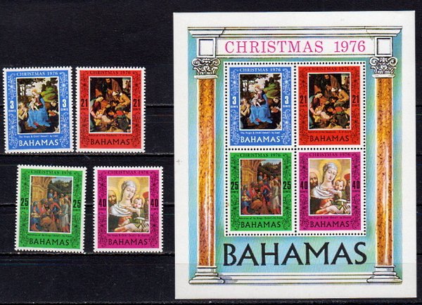 Briefmarken Bahamas 406-09 ** + Block 18 **