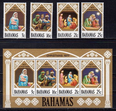 Briefmarken Bahamas 424-27 ** + Block 22 **