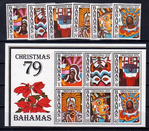 Briefmarken Bahamas 448-53 ** + Block 29 **