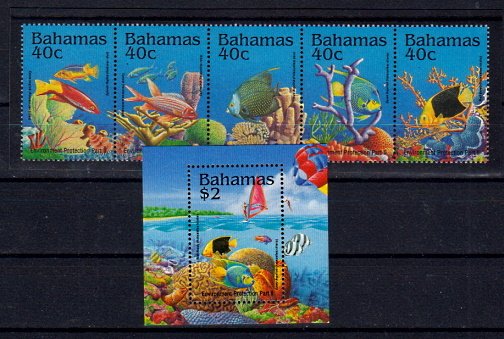 Briefmarken Bahamas 848-52 ** + Block 75 **