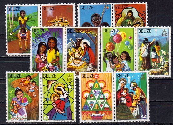 Briefmarken Belize 532-34 + 36-38 ** mit Zierfeldern