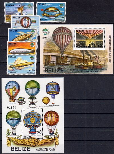Briefmarken Belize 702-07 (*) + Block 58-59 (*)