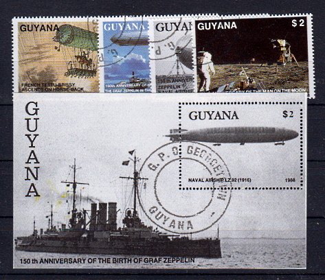 Briefmarken Guyana 2485-88 + Block 38 o