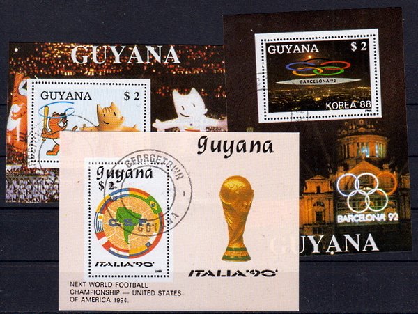Briefmarken Guyana Blöcke 47-48 + 50 o