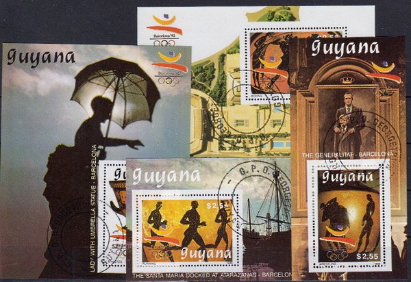 Briefmarken Guyana Blöcke 65-66 + 69-70 o