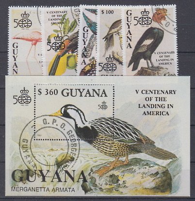 Briefmarken Guyana 3570-74 + Block 127 o
