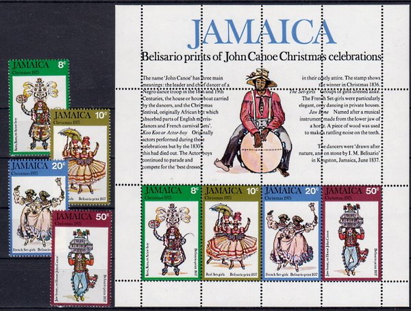 Briefmarken Jamaika 402-05 + Block 9 **