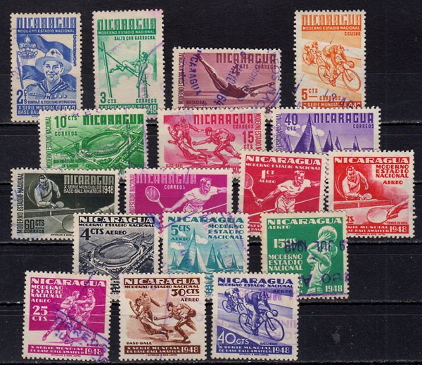 Briefmarken Nicaragua 985-90 + 93-94 + 96-97 + 99-1005 o