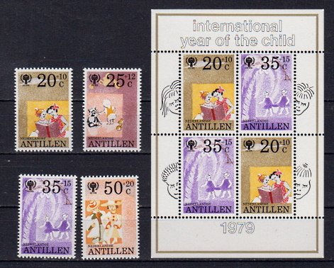 Briefmarken Niederl. Antillen 401-04 + Block 11 **
