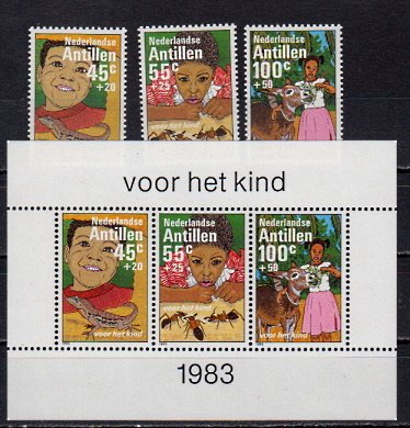 Briefmarken Niederl. Antillen 500-02 + Block 26 **
