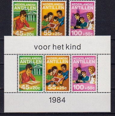 Briefmarken Niederl. Antillen 542-44 + Block 28 **