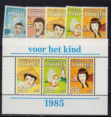 Briefmarken Niederl. Antillen 564-68 + Block 29 *