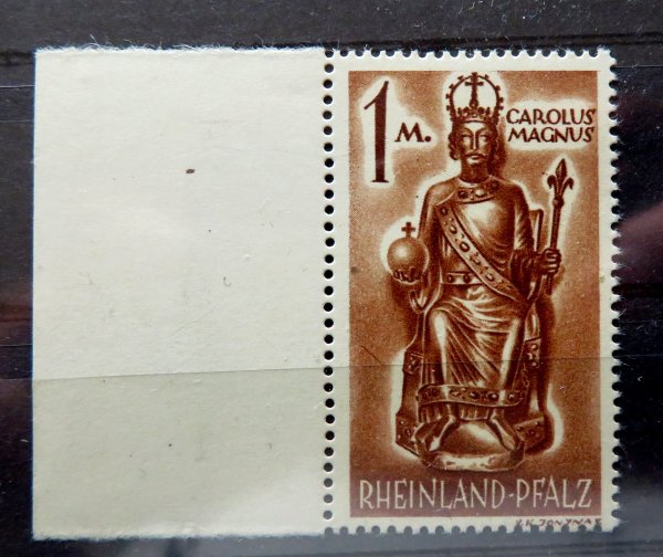 Briefmarke Französische Zone Rheinland-Pfalz 15 X VI ** RS geprüft