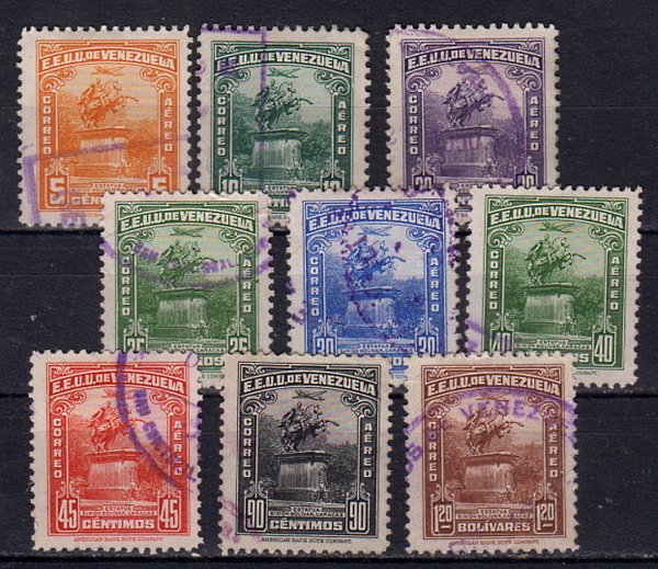 Briefmarken Venezuela 478-79 + 82-86 + 91 + 93 o