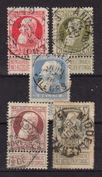 Briefmarken Belgien 71-75 o