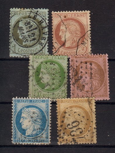 Briefmarken Frankreich 45-46 + 48-51 o (48 a)