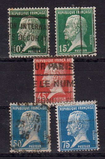 Briefmarken Frankreich 153-54 + 56-58 o