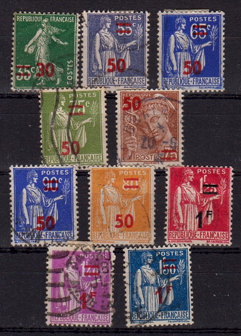 Briefmarken Frankreich 478-87 o