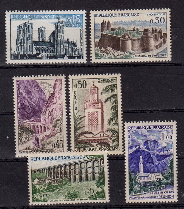 Briefmarken Frankreich 1283-86 + 88-89 */**