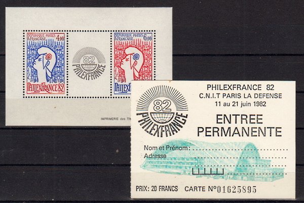 Briefmarken Frankreich  Block 6 ** mit Eintrittskarte