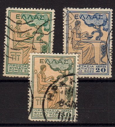 Briefmarken Griechenland Zwangszuschlag 54-56 o