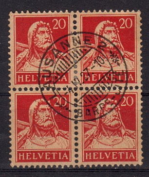 Briefmarken Schweiz 206 z o 4er Block