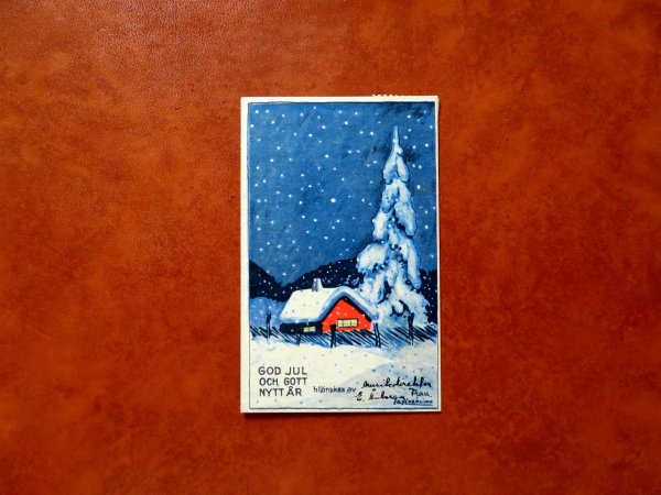 Ansichtskarte Schweden mit Mi 179. Miniaturkarte Jul / Weihnachten