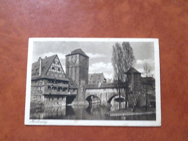 Ansichtskarte Deutsches Reich Nürnberg Henkersteg mit Schweiz Nachportomarke 45