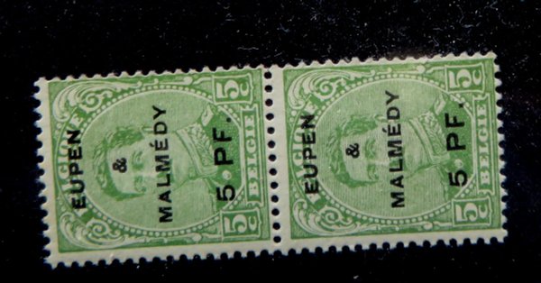 Briefmarke Eupen und Malmedy 1A ** Senkrechtes Pärchen
