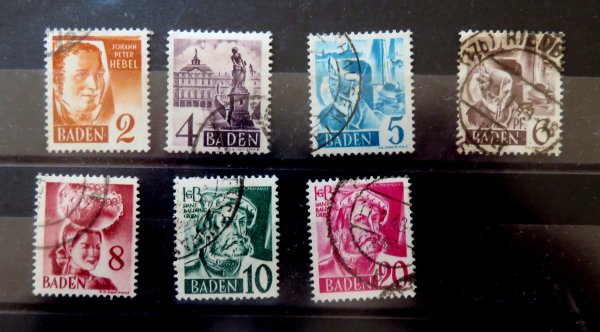 Briefmarke Französische Zone Baden 28/34 o