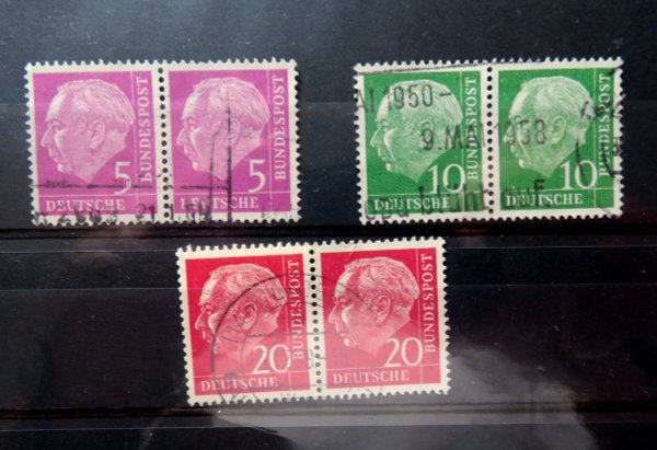 Briefmarke BRD 179, 183, 185 o waagrechte Pärchen