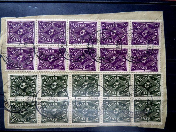 Briefmarke Deutsches Reich 224 o und 229 o jeweils Zehnerblock