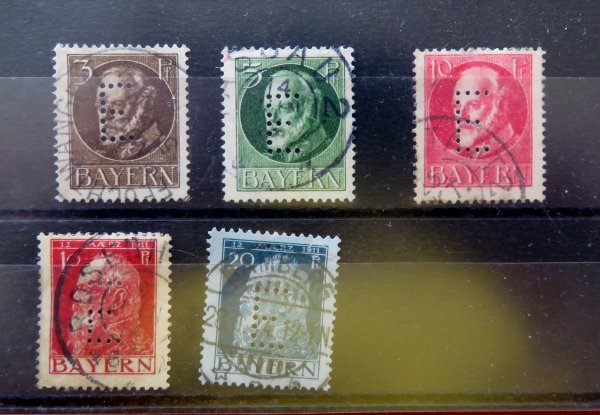 Briefmarke Bayern DM 8/9 o und 12/14 o