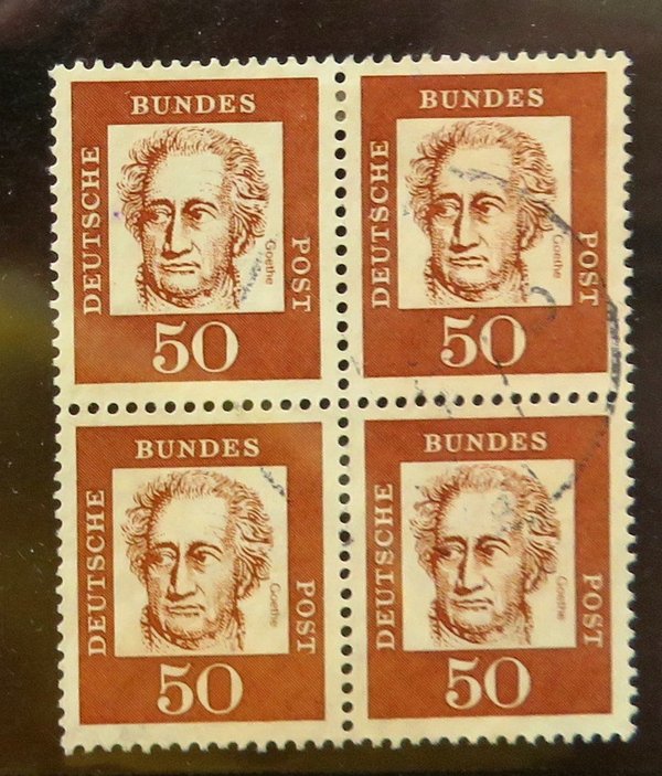 Briefmarke BRD 356 o Viererblock. Stempel schwach und unleserlich!