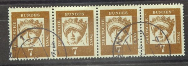 Briefmarke BRD 348 y o waagrechter Viererstreifen