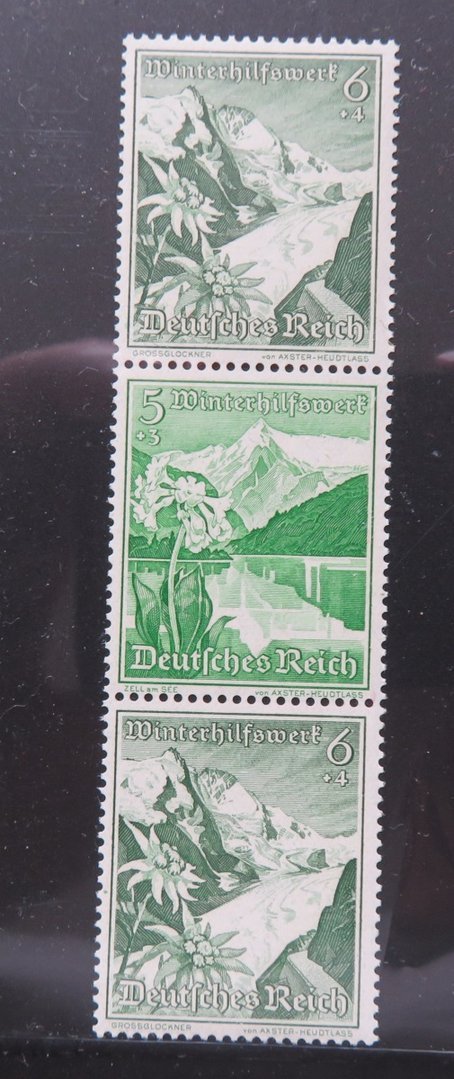 Briefmarke Deutsches Reich S248 ** 678+677+678