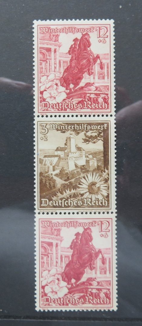 Briefmarke Deutsches Reich S250 ** 680+675+680