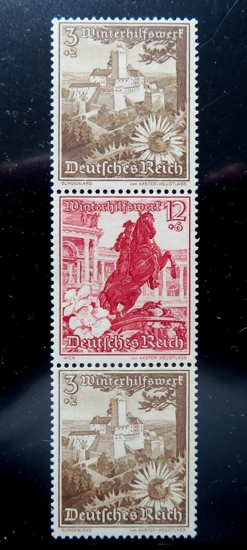 Briefmarke Deutsches Reich S252 ** 675+680+675