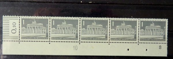 Briefmarke Berlin 140 ** UR Fünferstreifen mit Druckerzeichen 10
