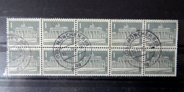 Briefmarke Berlin 140 o Zehnerblock. Stempel München 19.12.60