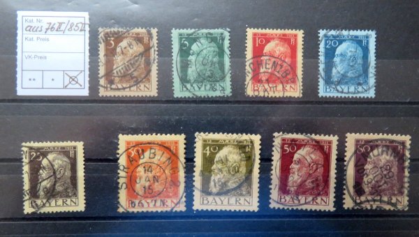 Briefmarke Bayern 76 II/ 83 II und 85 II o
