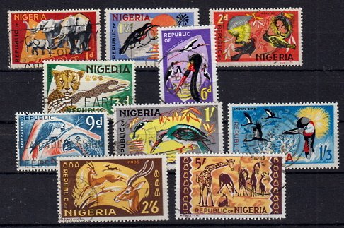 Briefmarken Nigeria 176-79 + 81-86 A o