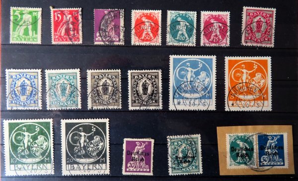 Briefmarke Lot Bayern / Bayern-Deutsches Reich Abschiedsausgabe ex 178/95. Katalogwert über 250 Euro
