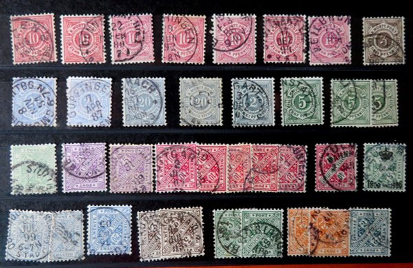 Briefmarke Württemberg Lot Pfennigausgaben