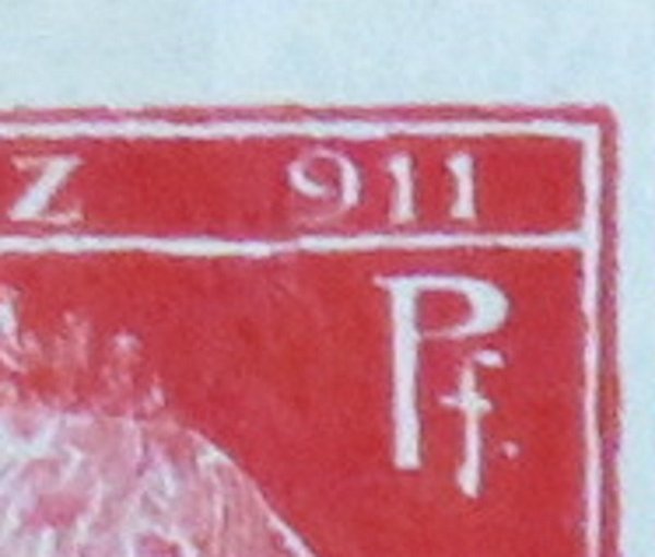 Briefmarke Bayern 78 I ** PF I.  Jahreszahl 911 statt 1911!
