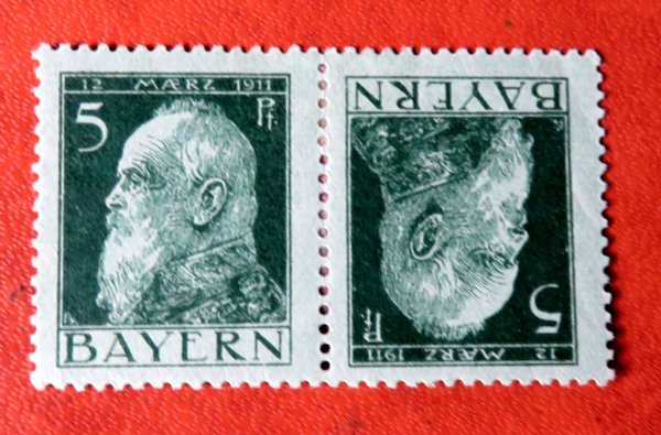 Briefmarke Bayern K1 III * Kehrdruck der 77